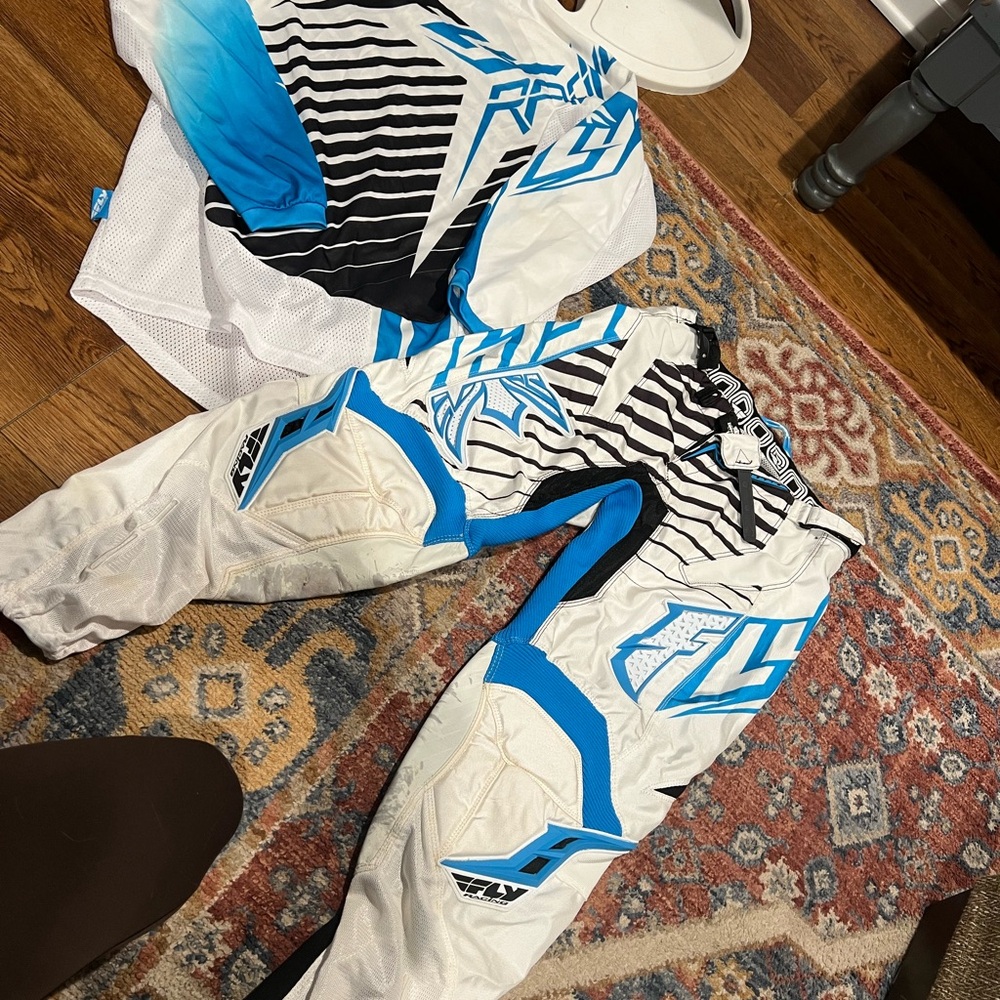 Fly Racing Blue and White Motocross Gear Set Have been worn see on pants!!